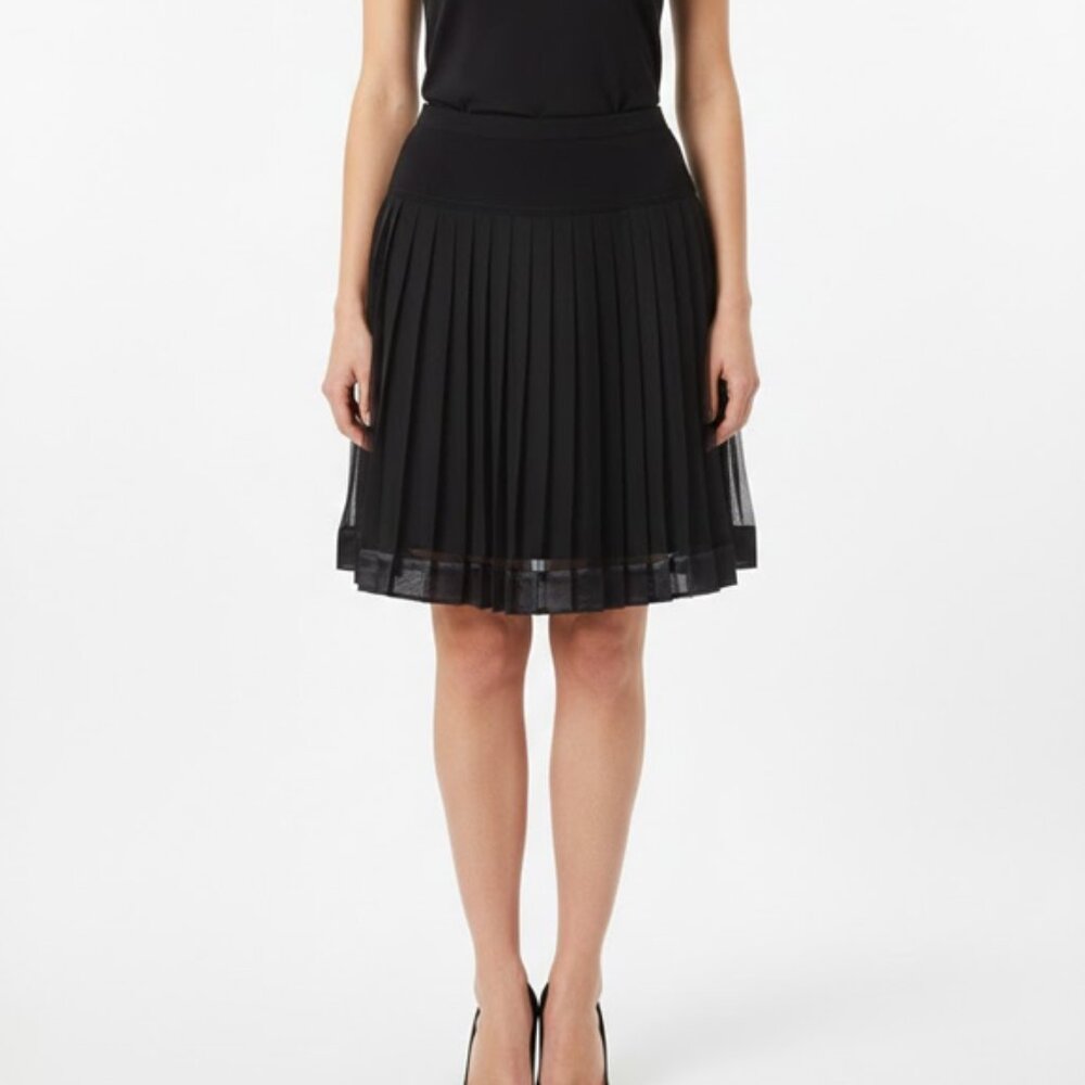 After Five Black pleaded lined knee length skirt Size 8